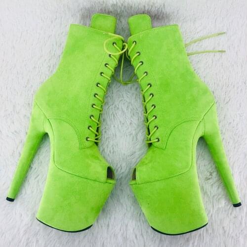 Leecabe 20cm/8inches suede upper top open High Heel platform Pole Dancing boots