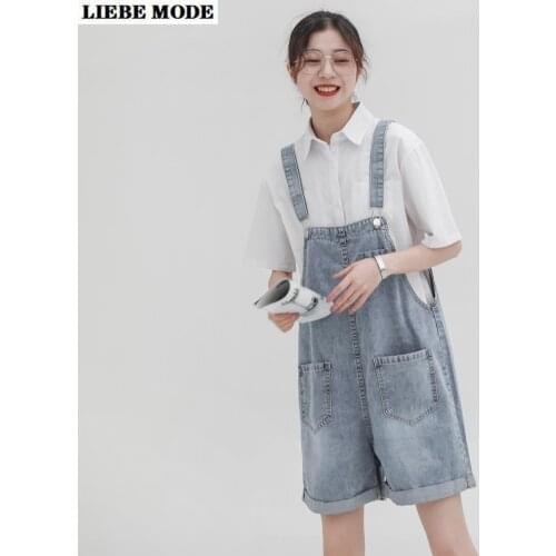 Womens Streetwear Loose Strapless Denim Rompers Jumpsuit Shorts Summer Combinaison Short Denim Overalls Women Salopette Jean