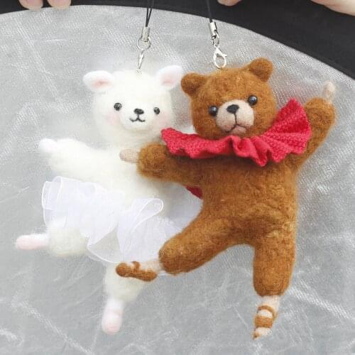 1 Set Dancing Bear DIY Wool Needles Felting Material Package Wool Felt Craft Poke Handcraft Kits For Needle Felting Xmas Gifts