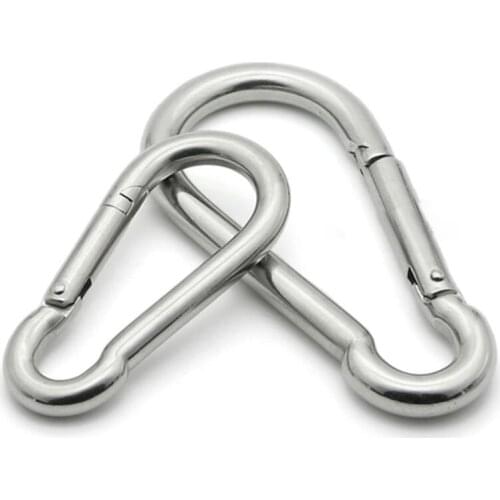 1Pcs 12x140mm Silver Multifunctional Spring shap Quick hook Chain Fastener Hook Carabiner Stainless Steel Repair Hiking Camping