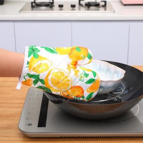 1Pc Kitchen Gloves Orange Grape Print Kitchen Anti Scald Heat Insulation Microwave Oven Gloves For Microwave Gloves Baking BBQ