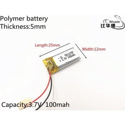 1pcs/lot 3.7V 100mAh 501225 Lithium Polymer Li-Po li ion Rechargeable Battery cells For Mp3 MP4 MP5 toy mobile bluetooth