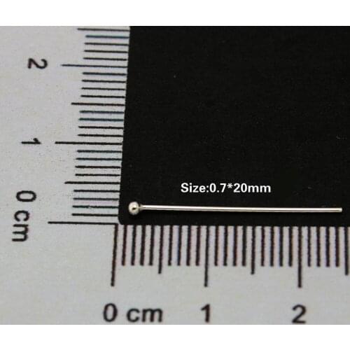 300pcs/lot 925 Sterling Silver Head Pin Jewelry Findings 0.7*15mm DH-BFS003