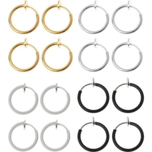 4Pcs Clip on Fake Earrings Hoop Non-pierced Nose Rings Lip Ear Clip Body Jewelry dropship