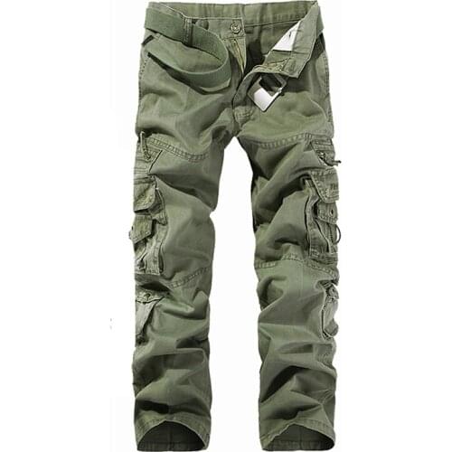 Outdoor Men Cotton Trousers Multi-pocket Big Size Loose Fashion Casual Overalls Tactical Straight Solid Color Work Cargo Pants