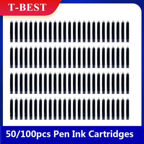 50/100PCS Fountain Pen Ink Cartridges Dark Blue Color Ink Refill Cartridge with 3.4 mm Bore Diameter for Office School Writing