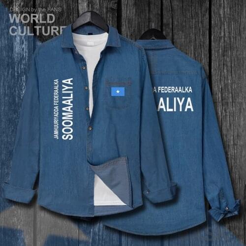Somalia Somali Soomaaliya SOM SO Men Flag Clothes Autumn Cotton Long Sleeve Cowboy Casual Coat Fashion Turn-down Collar Shirt