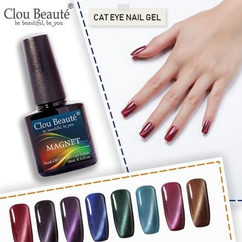 Clou Beaute New Arrivals Color Cat Eye Gel Nail Polish 10ml Nail Art Soak Off UV Top Coat Gel Nail Primer Glitter Gel Polish