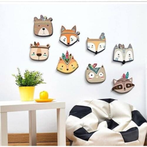 Ins Nordic Style Wooden Animal Head Furniture Ornament Wall Decor Miniatures Baby Kids Room Decoration Photography Props Gifts