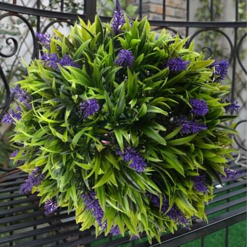 30cm Artificial Lavender Flower Topiary Ball Hanging Basket Fake Plant Home Cafe Decoration