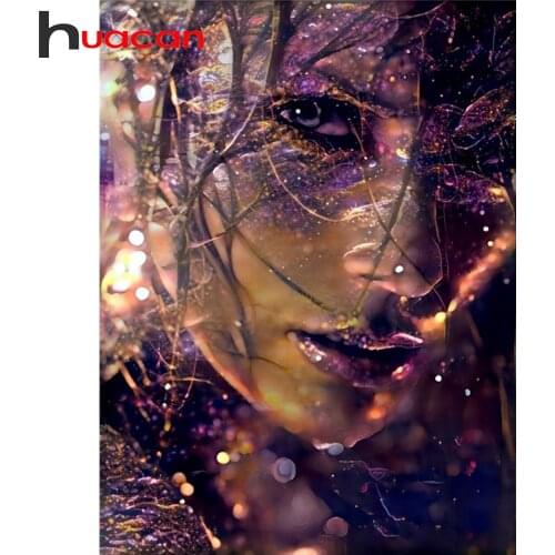 Huacan 5d DIY Mosaic Diamond Painting Full Square Woman Diamond Embroidery Complete Kit Portrait Picture Of Rhinestones