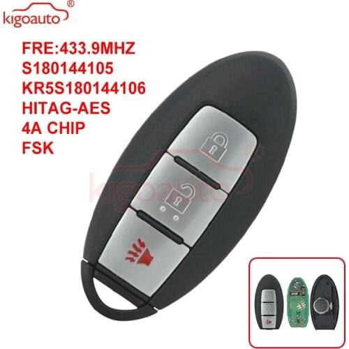 KIGOAUTO S180144105 smart car key 3 button 433.9MHZ FSK HITAG-AES 4A CHIP for Nissan Rogue 2016 2017 2018 FCC KR5S180144106
