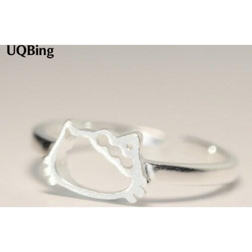 New Arrivals 925 Sterling Silver Kitty Cat Rings For Women Girl Jewelry Open Adjustable Rings