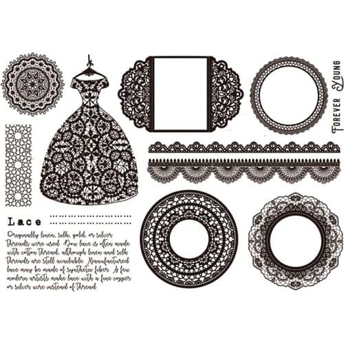 Lace Clear Stamp for Scrapbooking Transparent Silicone Rubber DIY Photo Album Decor Y5