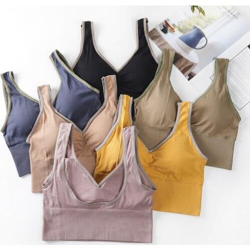 Linbaiway Women Tank U-shaped Back Bra Seamless Beauty Back Tube Top Wrapped Chest Ladies Sports Fitness Top Bra with Wire Free