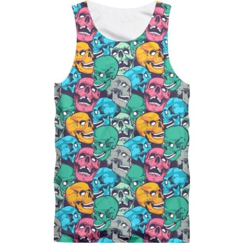 IFPD New Funny Colorful Skulls Tank Tops Gothic Novelty 3d Printed Vogue Trendy Punk Style Streetwear Oversized Summer Cool Vest