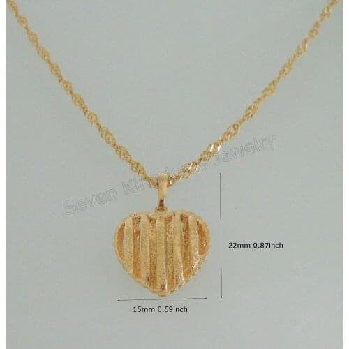 Min order 10$ /Can mix design/- YELLOW GOLD OVERLAY FILLED 18" NECKLACE&SCRUB HEART WIDTH 0.59" PENDANT/Great Gift