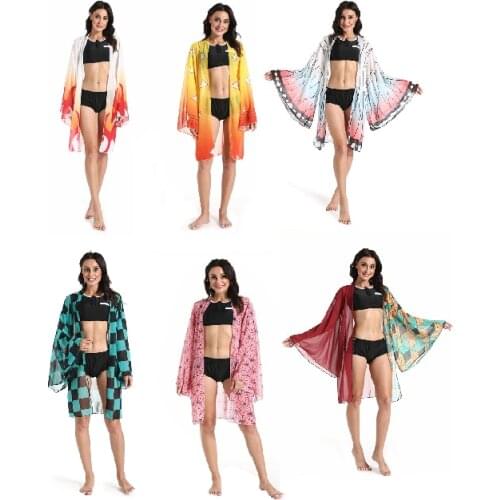 Anime Demon Slayer Kimetsu no Yaiba Rengoku Kyoujurou Bikini Beach Swimsuit Set