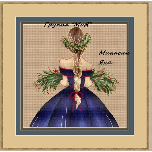 Tt Counted Cross Stitch Kit Fan blowing a fan Handmade Needlework For Embroidery 14ct Cross Stitch Waiting for the holidays