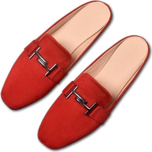 New Womens Autumn Lazy Slides Stylish Black Suede Low Heel Slippers Big Size 32-43 Home Women Mules Shoes Female Summer Sandals