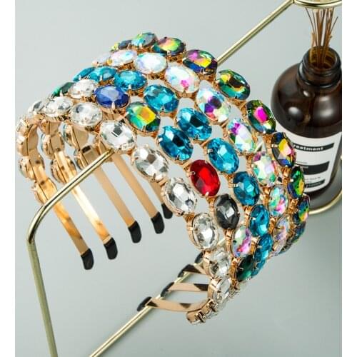 Colorful Gem Baroque Headbands For Women Diamond Hair Accessories Pearl Headband for Girls Crown Flower Hairbands Head Wrap