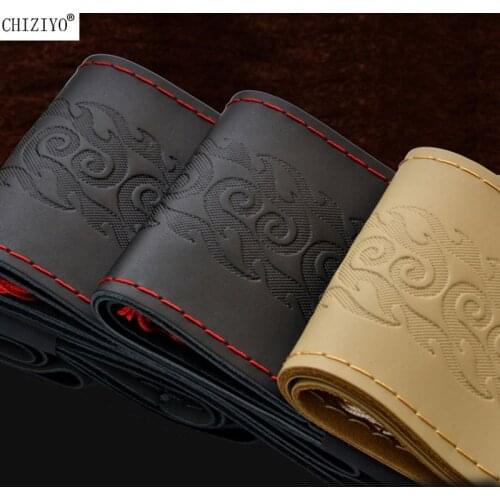 CHIZIYO Hand Stitched 100% Genuine Leather Car Steering Wheel Cover Braid On Steering-Wheel With Needles Thread 36 38 40 cm Size