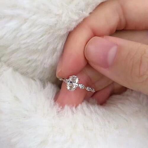 Platinum ring female U.S. import Mossan stone simulation diamond female ring small pigeon egg 1 carat olive wedding ring