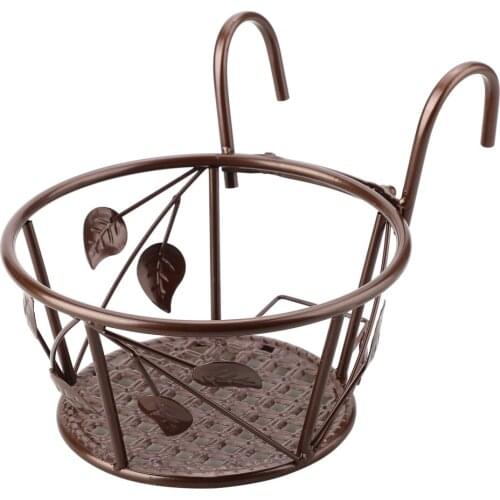 Hanging Flower Pot Bracket Black Leaf Style 22*22*11cm Indoor And Outdoor Use Plant Stand