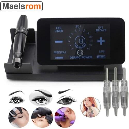 Professional Tattoo Machine Rotary Pen for Permanent Makeup Eyebrow Eyeliner Lips Microblading Kit with Tattoo Needles