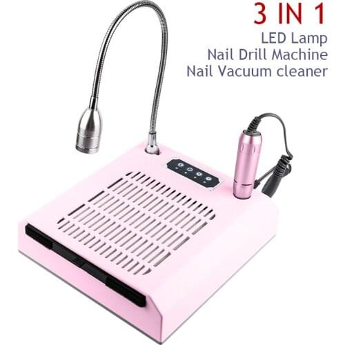 Professional Nail Equipment Nail Vacuum Cleaner 3 IN 1 Nail Dust Vacuum Cleaner Nail Drill Machine With LED Lamp Nail Art Tools