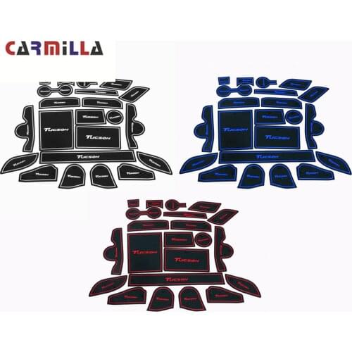 Rubber Mat Door Mat Anti-slip Cup Pad Interior Decoration Accessory Styling Gate Slot Pad for Hyundai Tucson 2015-2019