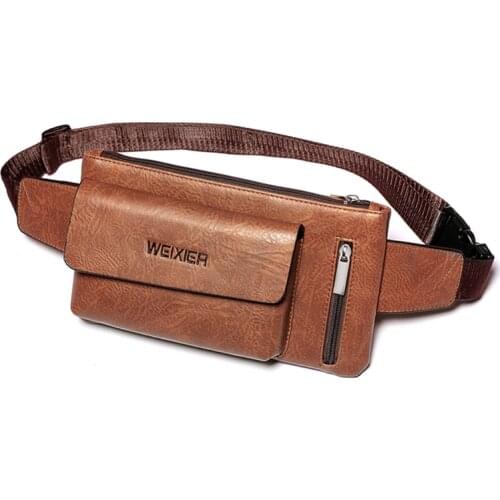 New Luxury Brand Waist Bag Men Leather Fanny Pack Chest Bag Male Casual Belt Sling Crossbody Bags Bum Bag Belly Waist Packs