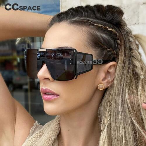 46661 Wide Mirror Legs One-Piece Large Frame Sunglasses for Men and Women Fashion Brand Designer Sunshade Uv400 Retro Glasses