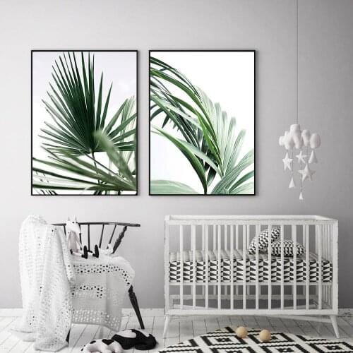 Modern Palm Tree Calligraphy Green Plant Canvas Paintings Islamic Wall Art Posters Leaves Nature Pictures Living Room Home Decor