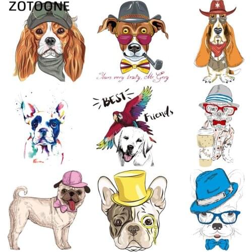 ZOTOONE Cute Dog Cartoon Iron on Patch for Kids Clothes Sticker DIY Animal Thermal Heat Applique Transfer for T-shirt Printed G