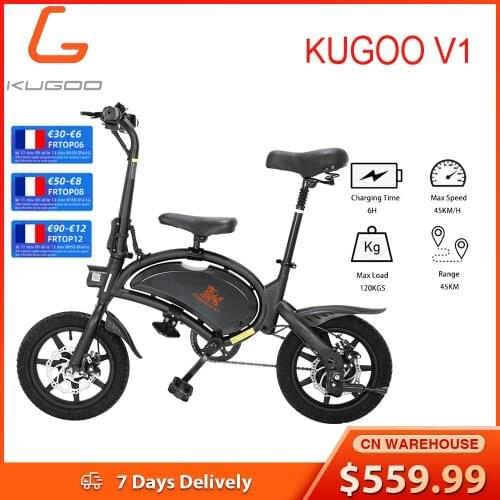 IN STOCK KUGOO B2 V1 Electric Bicycle Lightweight And Fast Charging Brushless DC Motor 14 Inches Pneumatic Tyre EU Stock
