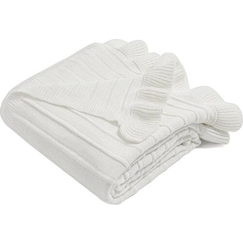 Acrylic Fiber Knitted Ruffle Blanket Large Sofa Throw Blanket 130x150cm Air ConditionTravel Blanket