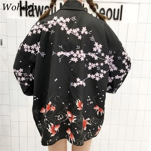 Woherb 2021 Summer Sun Protection Kimono Womens Shirts Print Vintage Flower Ladies Plus Size Tops Japanese Kimonos Cardigan21091