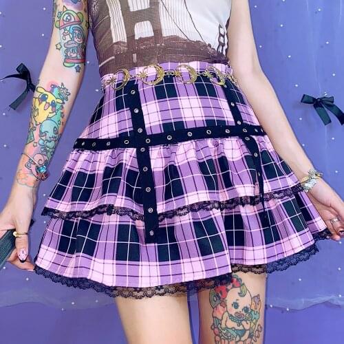 Japanese Girl Sweet Short Skirt Women Y2k Hot Girl A-line Plaid Cake Skirt Harajuku Summer Cute Kawaii Mini Pleated Skirts