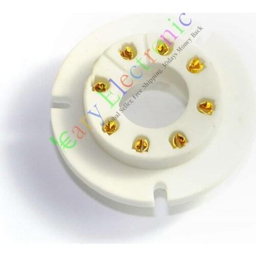 Wholesale and retail 4pc 8pin Gold Ceramic vacuum tube sockets valve base Fr FU50 GU50 LV3 5U8C FU15 free shipping