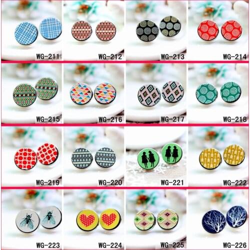10PCS Unique 3D Embossed 16mm Round Coloured Drawing pattern Laser Cut wood Cabochon DIY (WG-211-226)