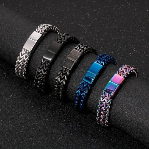 12mm Classic Multi Colors Mesh Chain Bracelet Men Easy Hook Jewelry