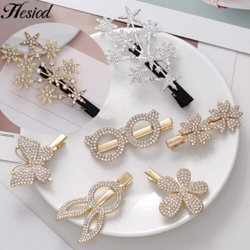 2021 New Full Rhinestone Hairclip Shining Star Butterfly Flower Hairpins Daily Hairgrips Hair Accessory Women Girl Birthday Gift