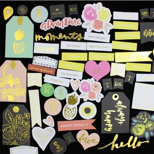 50pc Workday Labels Cardstock Die Cuts for Scrapbooking Happy Planner/Card Making/Journaling Project