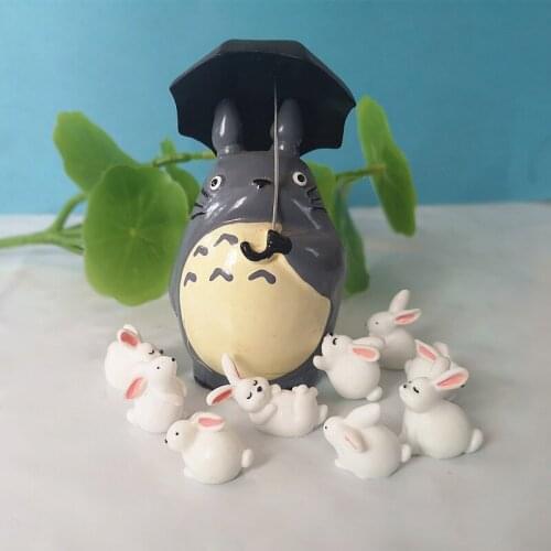 9pc Cute Mini Rabbits Animal Resin Craft Figurine Model Ornament Miniature Garden Fairy Decoration Glass Decor DIY Accessories