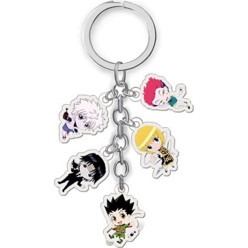 5PCS/Set Anime Collection Key Buckle HUNTERXHUNTER Acrylic Keychain Comic Figure Transparent Pendants Key Ring