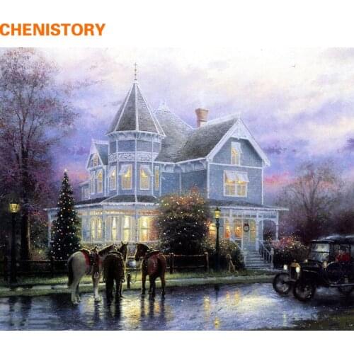 CHENISTORY Villa Europe Building Landscape DIY Painting By Numbers Kits Coloring Painting By Numbers Unique Gift For Home Decor
