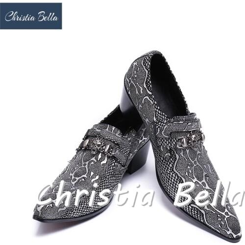 Christia Bella Business Style Pointed Toe Genuine Leather Dress Shoes Men Fashion Brand Wedding Shoes Casual Elevator Shoes
