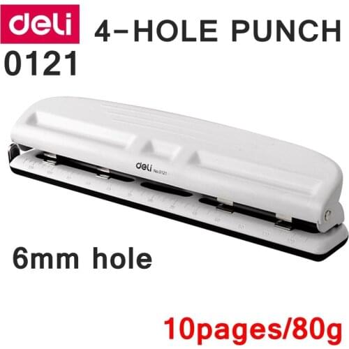 Deli 0121 Office Desk 6mm 4-Hole desk punch Four hole punch /punch papers 10 sheets 80g papers