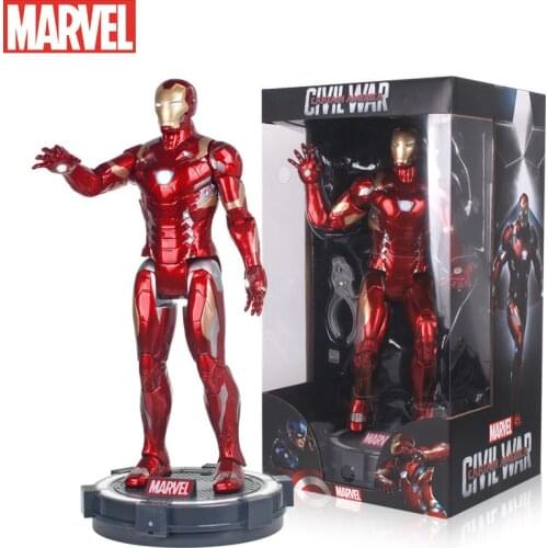 14 Inch Display Platform Version Marvel Iron Man Action Figure with Hairband Light Base Bracket Figma Avengers Genuine Model Toy